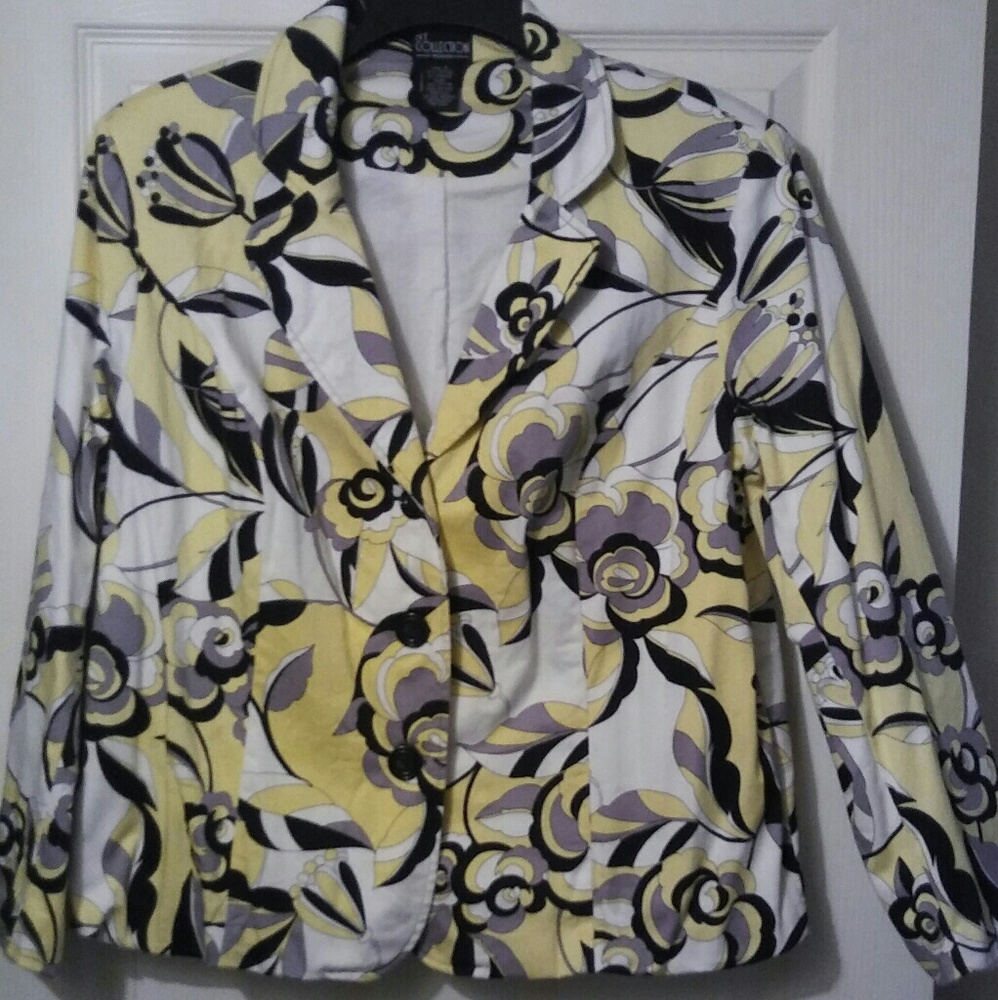 XL Blazer Black Yellow Floral
