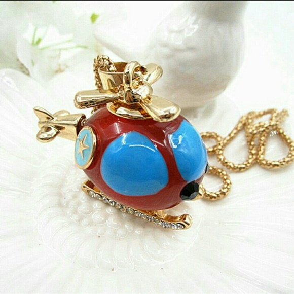 GOLDEN CRYSTAL HELLICOPTER NECKLACE - Picture 2 of 2