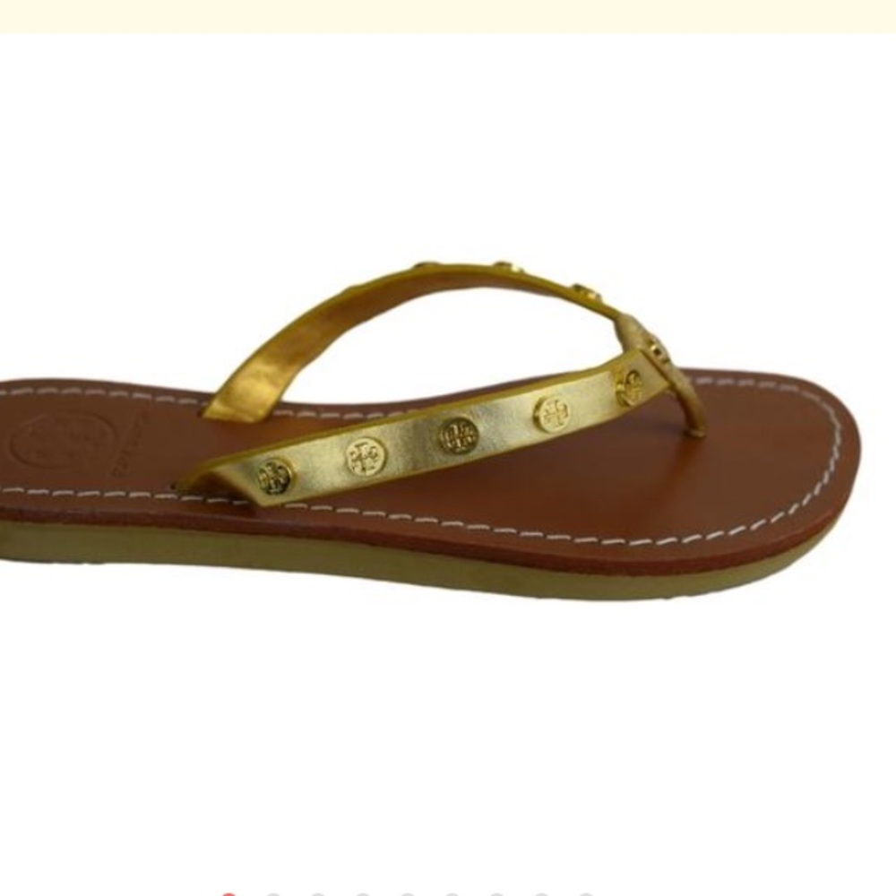 SOLD NIB Tory Burch Ricki Flip Flop Metallic Gold