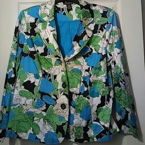 XL Womens Blazer Blue Floral NY Collection