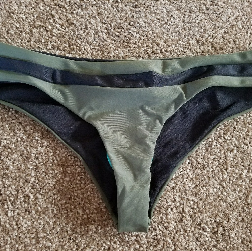 Olive Green and Black Bikini Bottom NWT Small