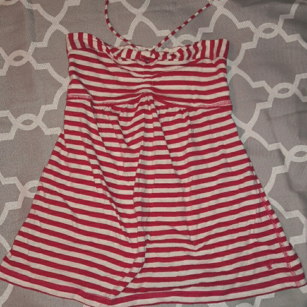 American Eagle Pink and white striped top
