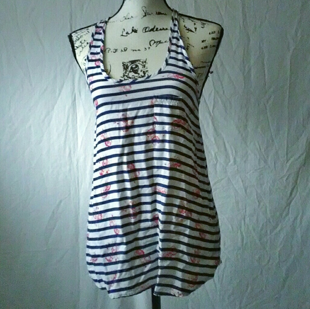 Kirra Floral Striped Flowing Tank Top Extra Small