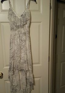 White with black designs dress