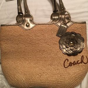Coach straw handbag