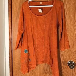 Windhorse hippie flower embroidered shirt
