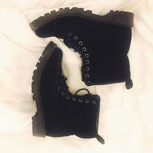 H&M black velvet combat boots - never worn!