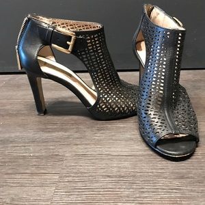 Black semi caged sandals