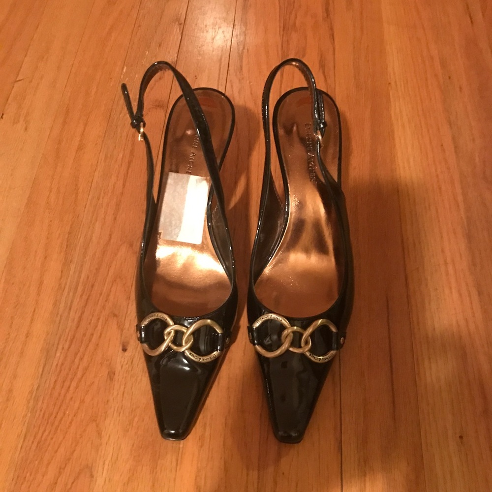 Christmas in July Sale black patent sling back