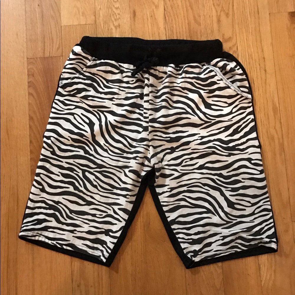 Zebra pants men's small sweat shorts