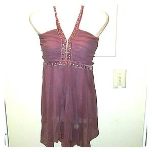 Lavender chiffon sheer sequin halter