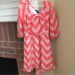 My Michelle SZ 8 Coral Pink Bow Dress