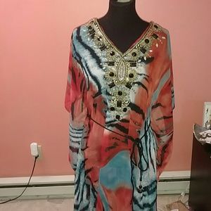 Embelished Kimono Beach Cover-Up