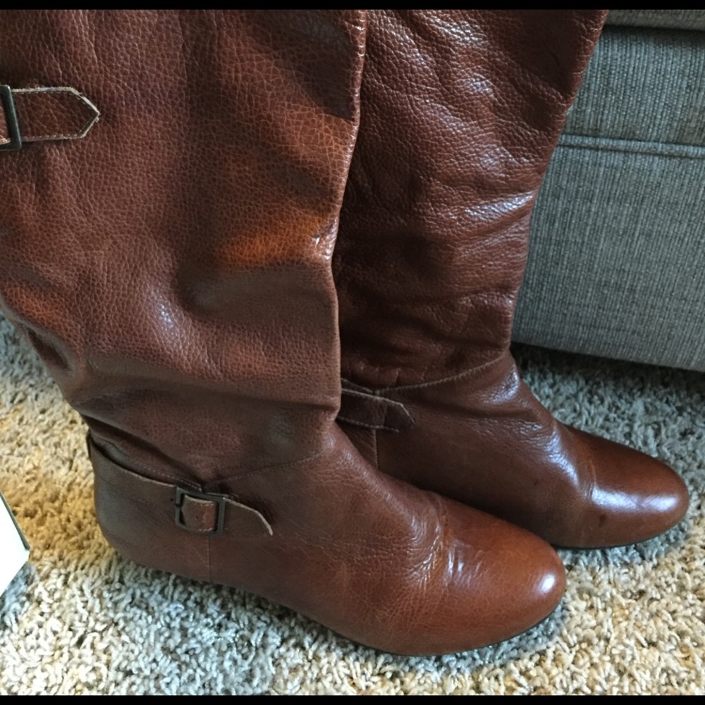 Brown leather dress boots