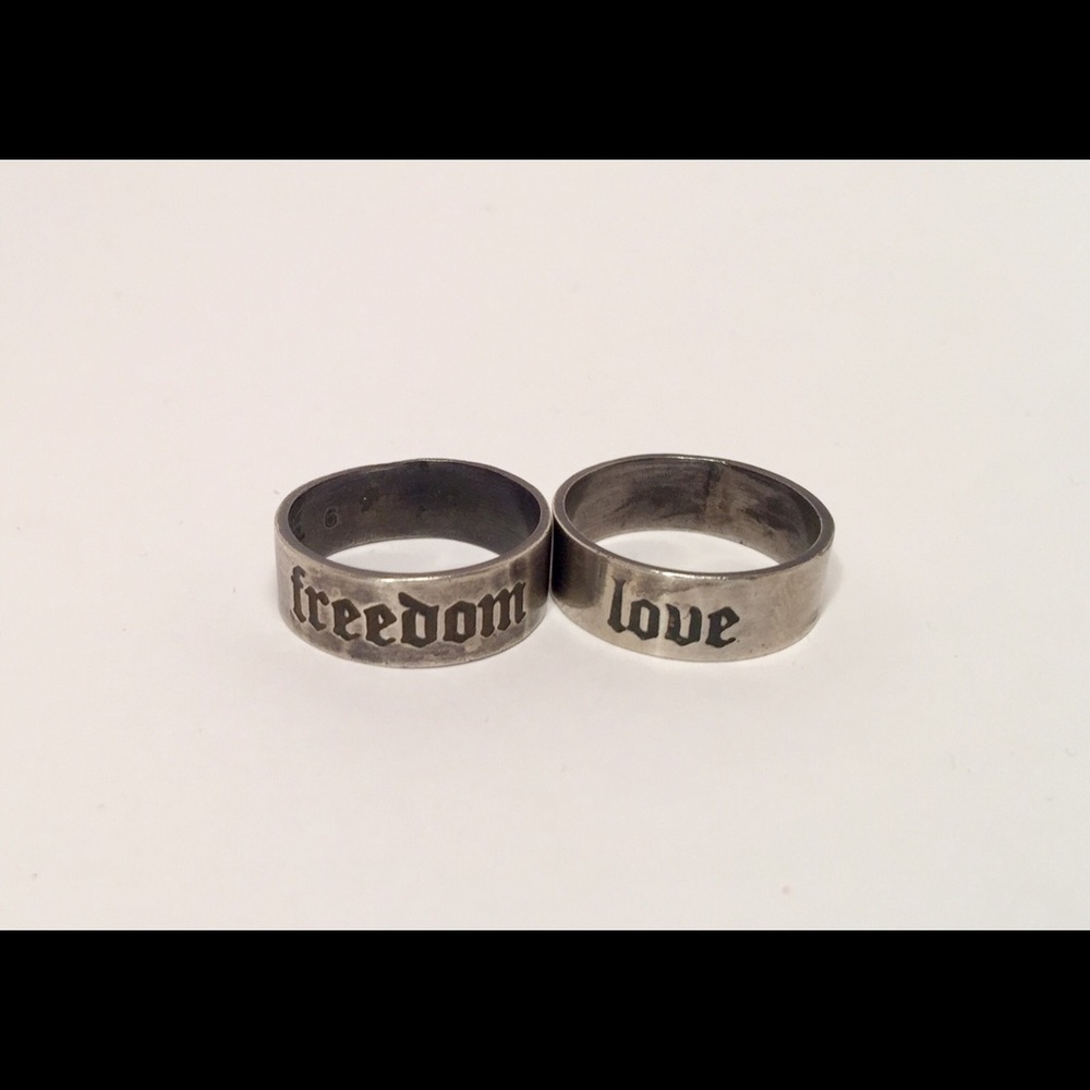 Rings Bands Freedom & Love size 6 sterling