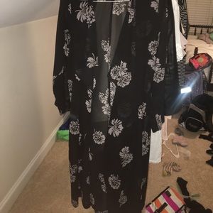 black and dusty rose flowered cardigan