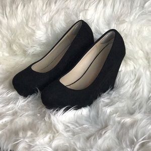 Torrid black suede wedges
