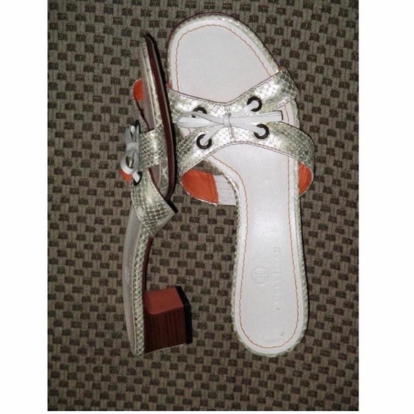 Cole Haan White Slide stack Heel Animal Print 7.5B - Picture 2 of 3