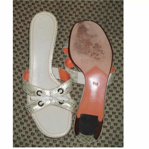 Cole Haan White Slide stack Heel Animal Print 7.5B - Picture 3 of 3