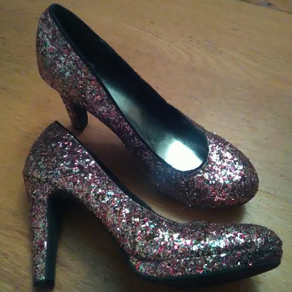 Old Navy Shoes - ~ Multi Color Glitter Heels w/ short platform~