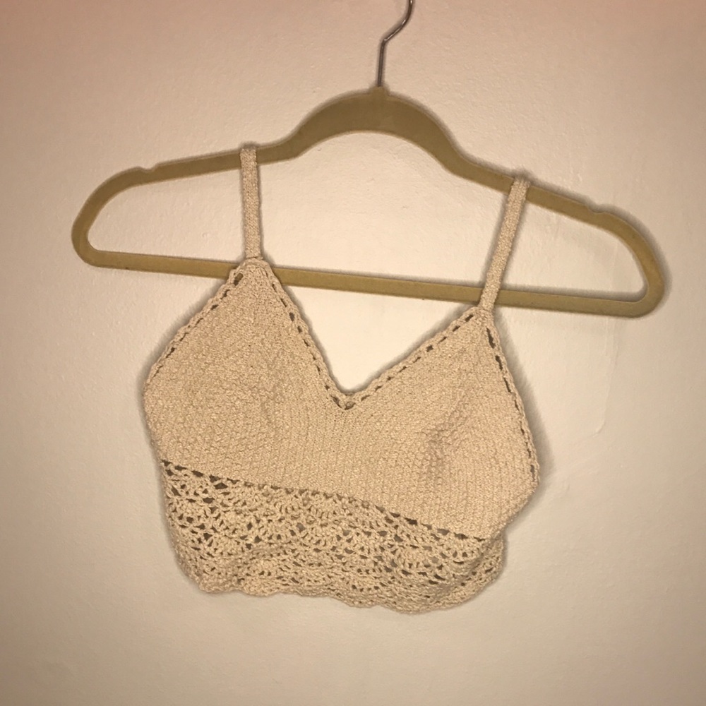 Hollister crochet cream crop