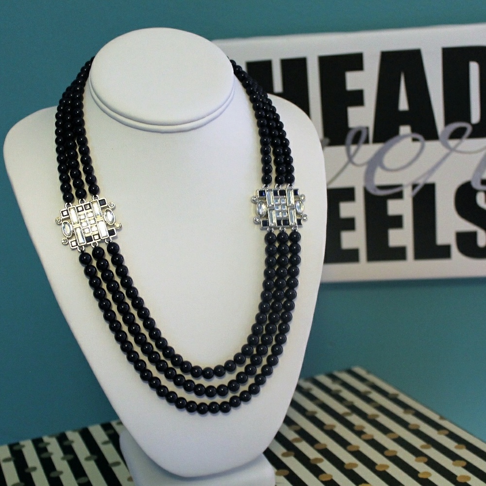 Lia Sophia Blue Beaded Rhinestone Necklace