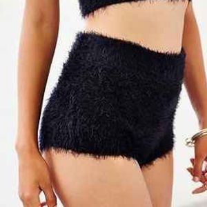 Black Kimchi Blue faux mohair hot shorts, medium