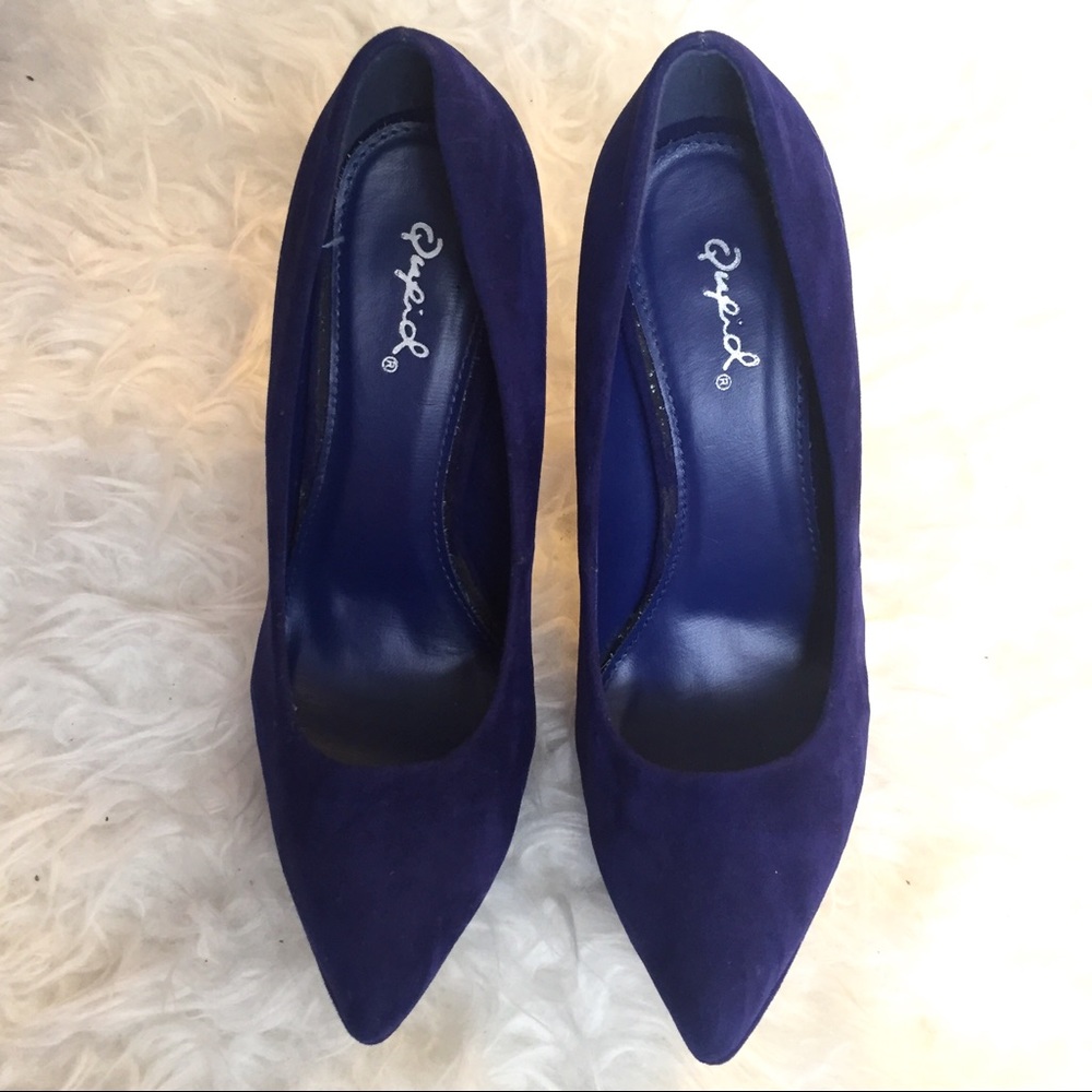 磊 SALE: Qupid faux blue suede shoes