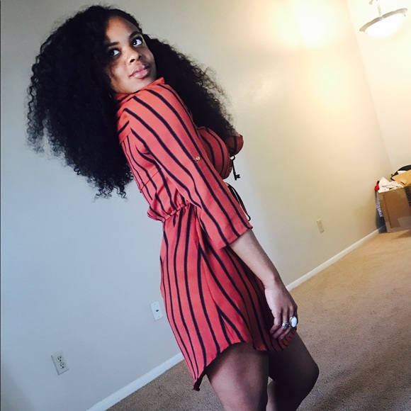 💥 Burnt Orange/Black Striped Dress 💥 - Picture 3 of 4