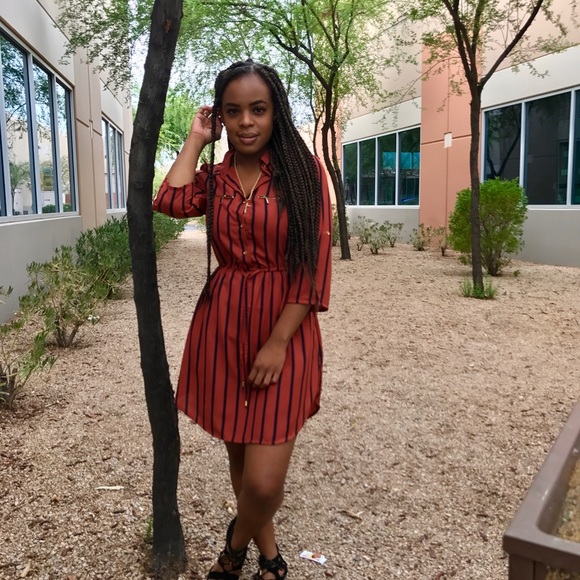 💥 Burnt Orange/Black Striped Dress 💥 - Picture 4 of 4