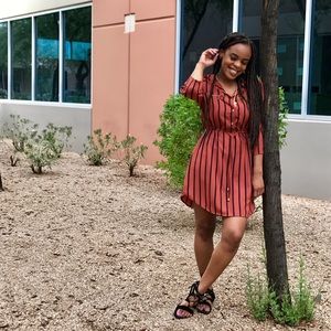💥 Burnt Orange/Black Striped Dress 💥