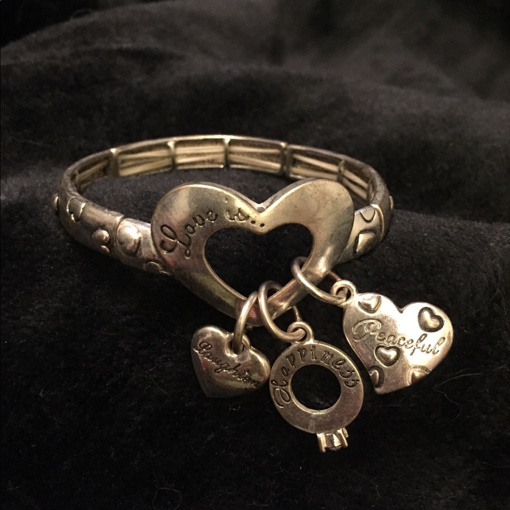 Love is... Fashion Stretch Bracelet - Silver Tone