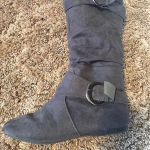 Grey knee boots