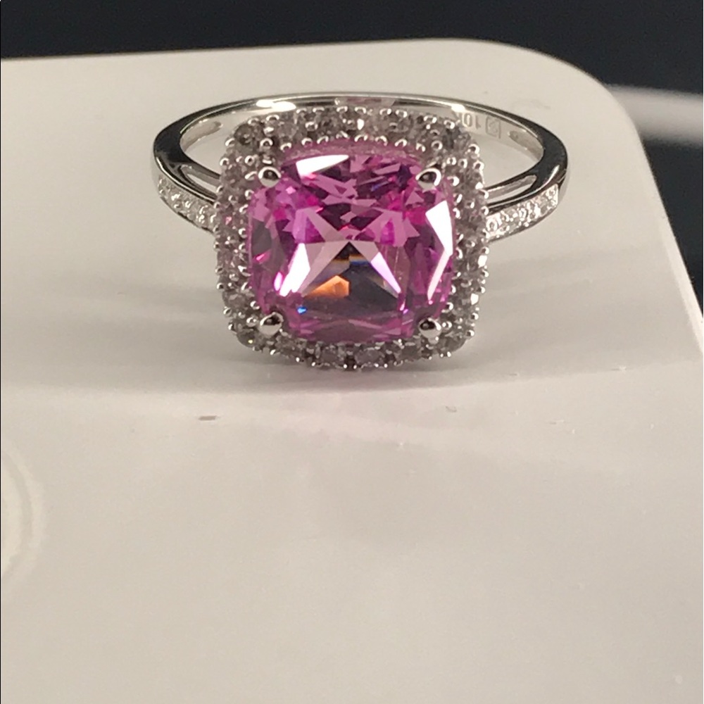 Pink Sapphire Sterling Silver Ring - 7/7.5