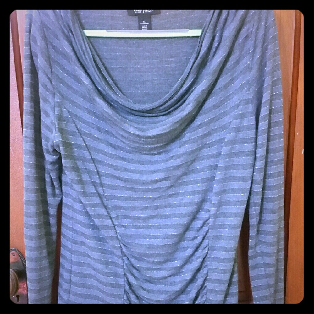 WHBM Grey & Silver Striped Top