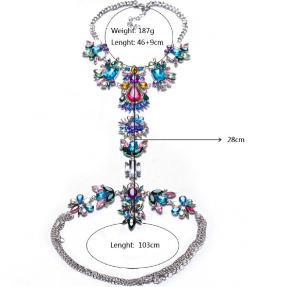 Bohemian Festival body chain necklace statement - Picture 8 of 8