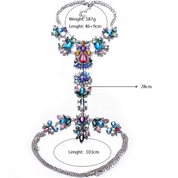 Bohemian Festival body chain necklace statement - Picture 8 of 8