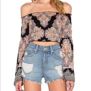 Band of Gypsies Pink and Black Crop Top Sz Medium