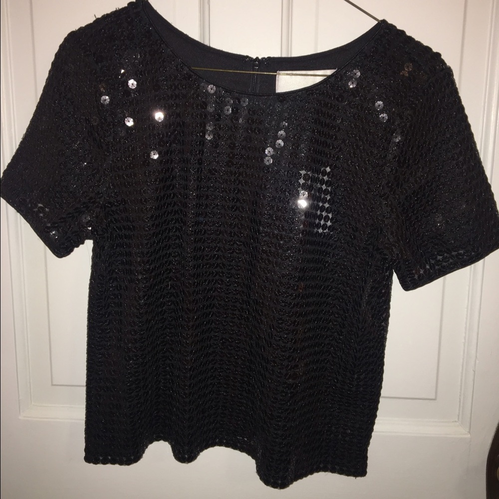 Sequin black crop top