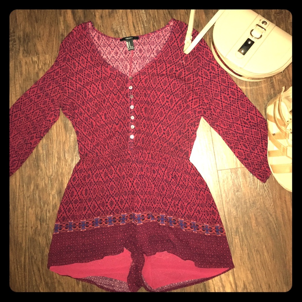 Burgundy Boho Romper