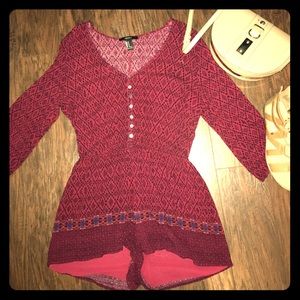 Burgundy Boho Romper