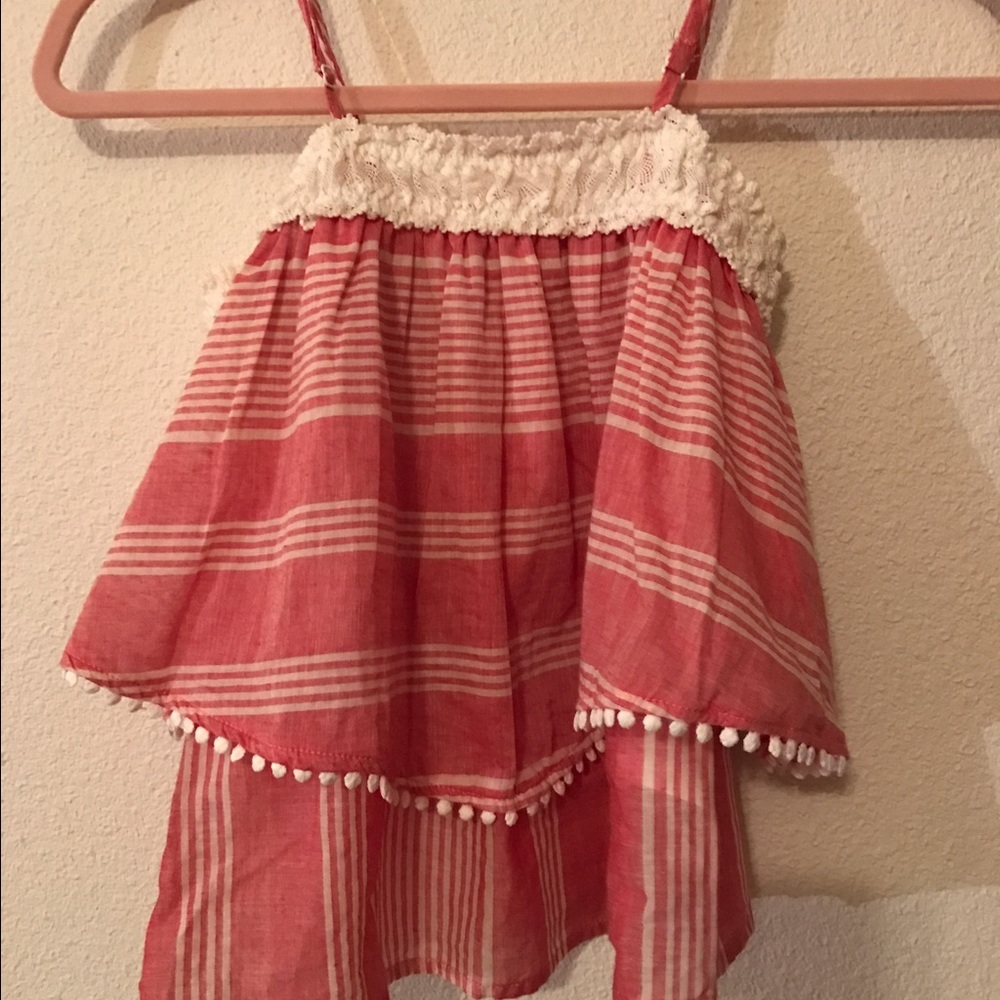 Red and White off the shoulder shirt