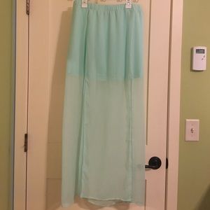 Express teal double-slit maxi skirt