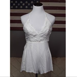 White backless romper