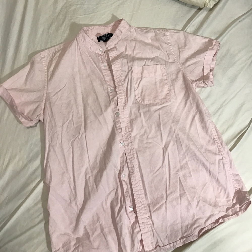 Forever21 Men banded collar buttoned up shirt