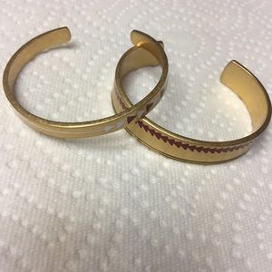 Gold cuff bracelets, tribal/ arrow