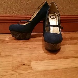 Guess teal stiletto Mary Jane heels