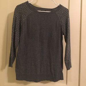 Grey, jeweled sleeve sweater