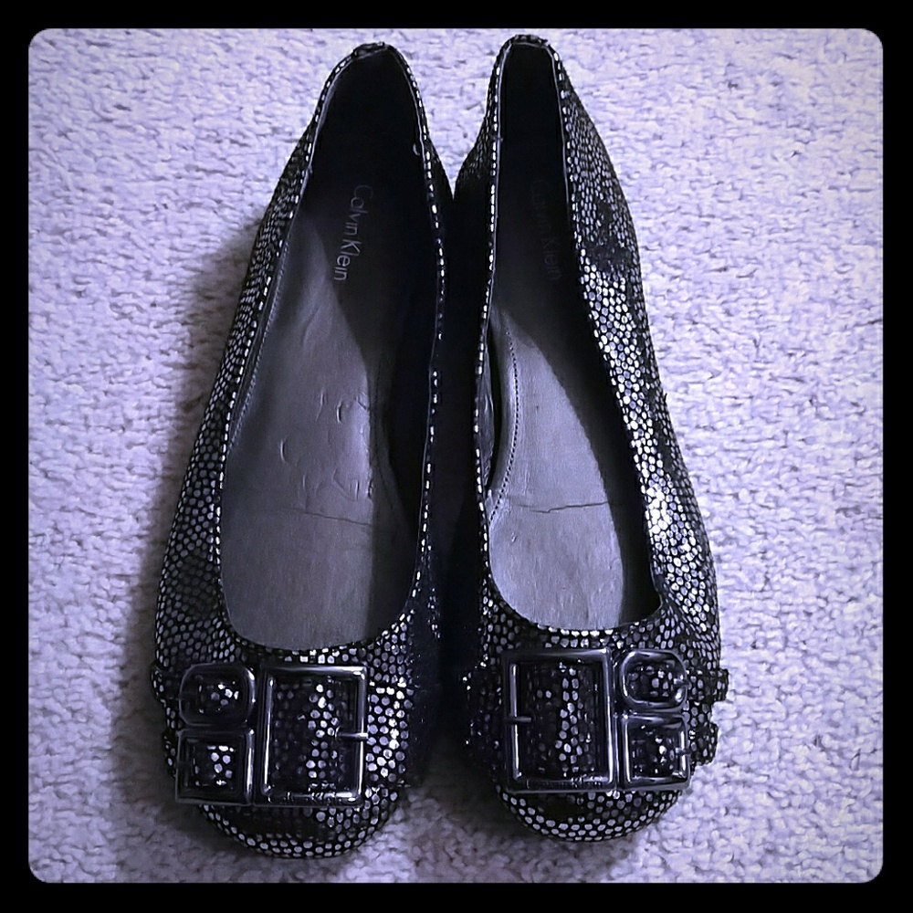 Calvin Klein sparkly buckle flats