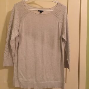 Apt. 9 cream sweater with jeweled sleeves